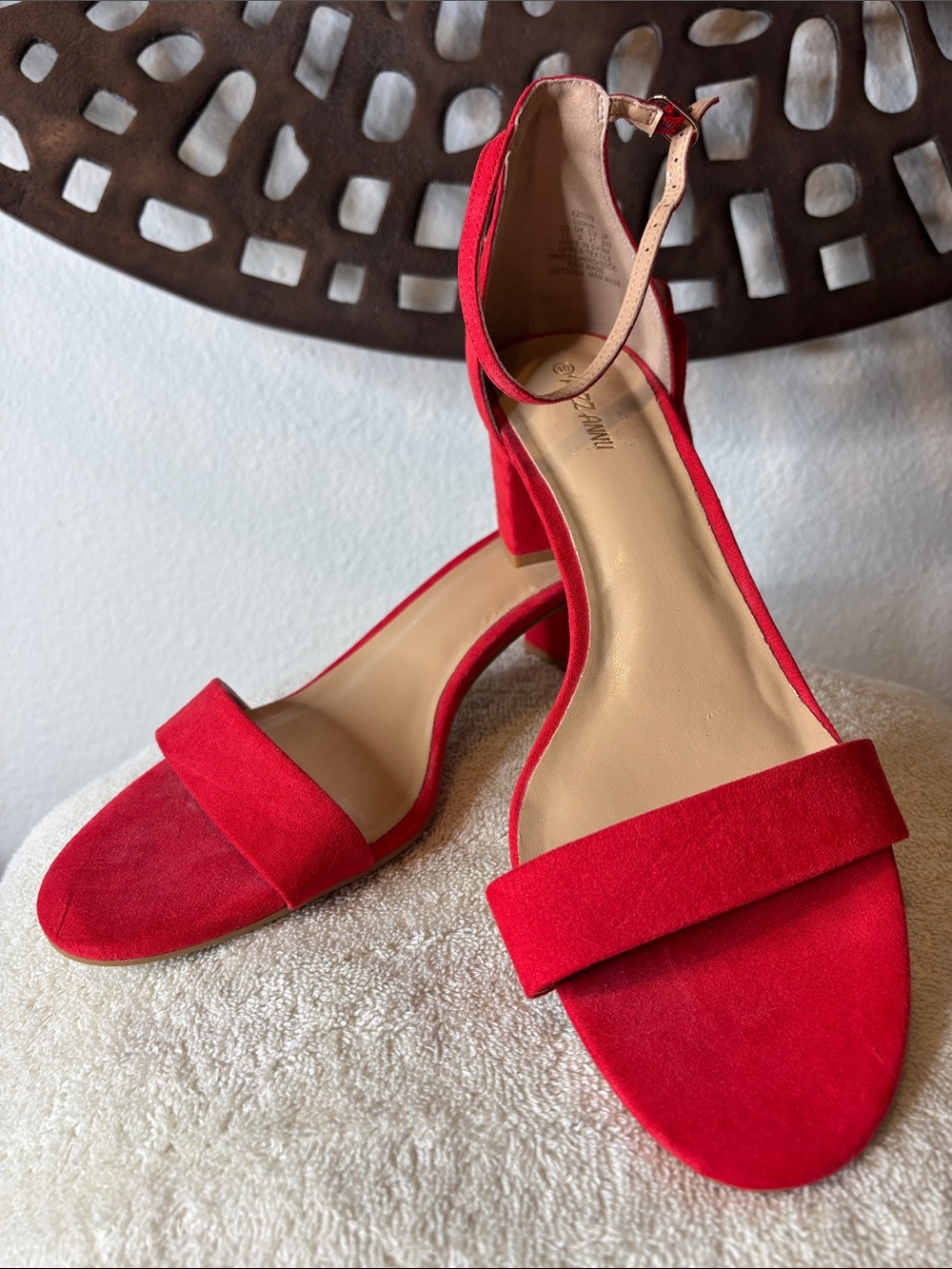 🧡Block Heel Sandals Women's 10 Orange Suede Ankle Strap Pizzanni 🧡